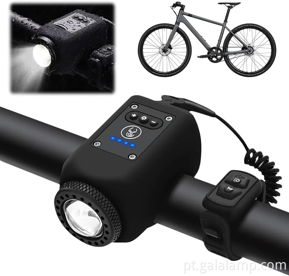 Luz de bicicleta com alta buzina de decibéis e carregamento USB